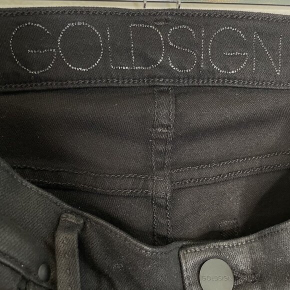 Goldsign Black Misfit Coated Denim Stretch Straight Leg Jeans, 0 - Picture 7 of 10